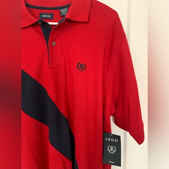IZOD Red Navy Polo shirt men size Large - Picture 2 of 4